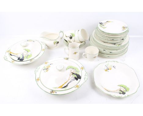 Wedgwood & Co Ltd 1930s Art Deco tea/dinner service. Including two tureens, six large dinner plates 25cm diameter, four tea c