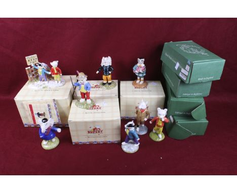 Collection of eight assorted Rupert the Bear figures. Including Beswick and Royal Doulton, Rupert Bear no. 1781/1920; Edward 