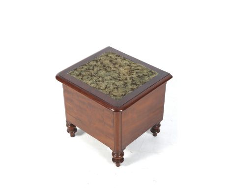 A mahogany commode with pot. With inset woven seat, H44cm