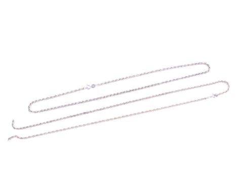Two vintage hallmarked 9ct gold rope-twist necklaces. Each on a bolt-ring clasp, (one necklace damaged), 11.4g
