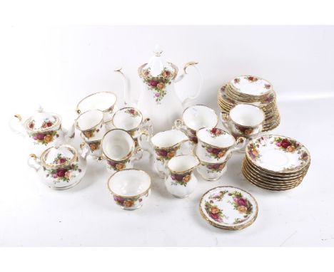 A collection of assorted Royal Albert Old Country Roses china. Including a coffee pot, cups and saucers, etc. Max. H25cm