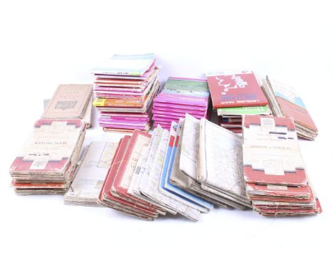 Collection of assorted vintage and contemporary mostly OS Ordnance Survey maps. Including some Bartolomew's canvas back road 