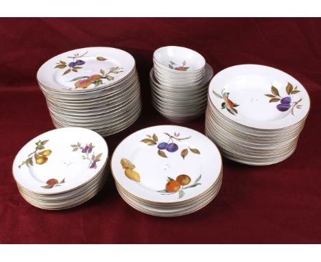 A collection of Royal Worcester porcelain Evesham dinner plates and bowls. Including fifteen 26cm diameter dinner plates, twe
