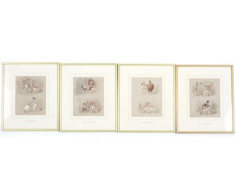Tom W Lee, early 19th century, set of four hunting watercolours, 'A Run with the Blankshire'. titled lower and titled to moun