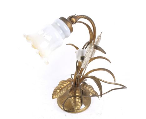 A 20th century novelty lamp. Modelled as bulrush, the opaque shade replicating a flower, H41cm