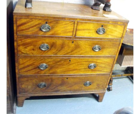 An early 19th century mahogany chest with two short and three graduated long drawers, standing on bracket feet 100cm wide 