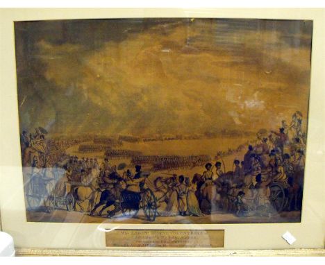 An 18thC engraving, "The Light Horse Volunteers of London and Westminster" commanded by Colonel Herries, 44cm x 31cm