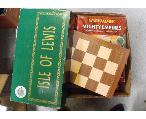 A Celtic Workshop Isle of Lewis chess set; a War Hammer Mighty Empires expansion kit, and other items (box).