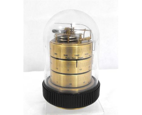 A Barigo desktop barometer, thermometer and hydrometer, under glass dome, 16cm high.