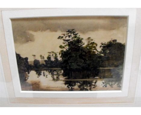 Norman Wilkinson (1878-1971) watercolour, 'River Scene', signed lower left, 18 by 13cm, together with another similar unsigne