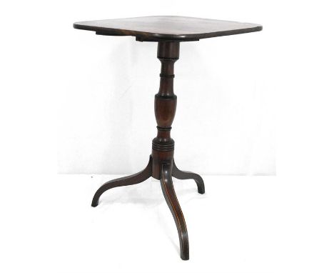 A 19th century figured mahogany tilt top table, with turned column on tripod base - 48cm wide