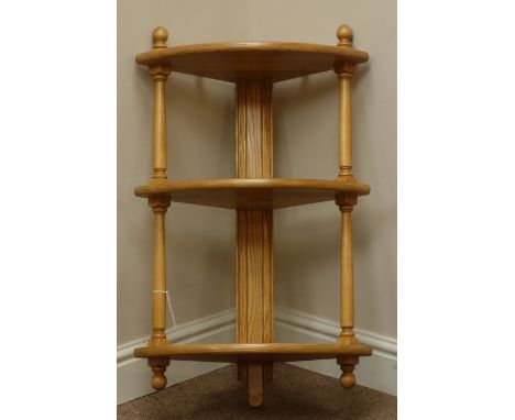 Ercol three tier wall hanging corner plate rack, H76cm   Condition Report   Click here for further images, condition, auction