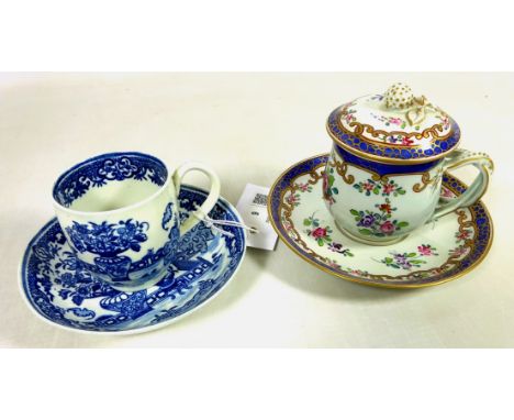 19th Century porcelain custard cup and saucer, probably Samson and a 18th/ early 19th Century English porcelain teacup and sa