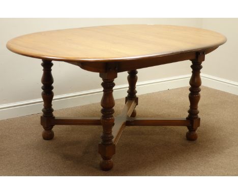 Ercol golden dawn extending dining table with foldout leaf, 108cm x 164cm - 215cm, H74cm
