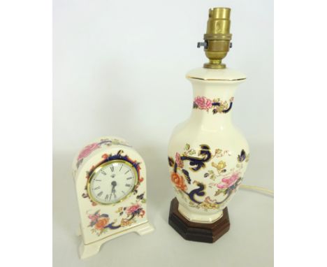 Masons 'Mandalay' pattern lamp  (This item is PAT tested - 5 day warranty from date of sale) and mantel clock (2)    Conditio