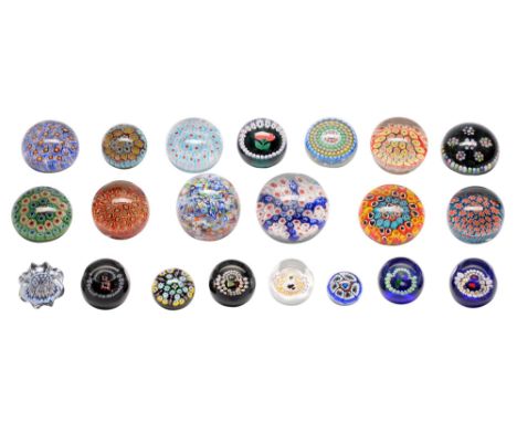 Twenty-one millefiori paperweights, including Caithness, various sizes and marks (21)  Some minor scratches to bases