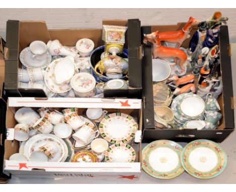 Miscellaneous ceramics, 19th c and later, to include two pairs of Staffordshire greyhounds and four Staffordshire flatbacks, 