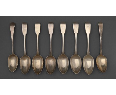 York silver. One and a set of four tablespoons, Fiddle pattern, one by James Barber &amp; William North, 1847, three by James