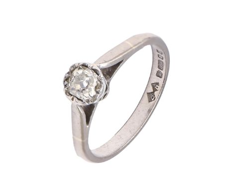A diamond ring, in 18ct white gold, London 1976, 2.6g, size I  Good condition