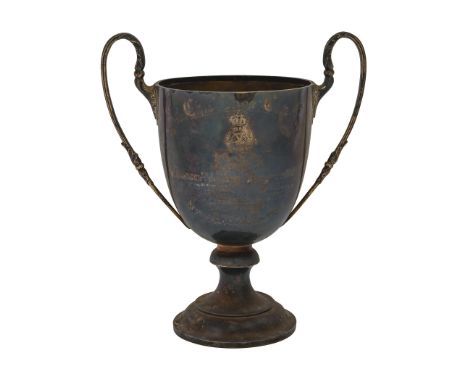 A George V regimental prize cup, of the Staffordshire Yeomanry (Queen's Own Royal Regiment), with engraved inscription, 27cm 