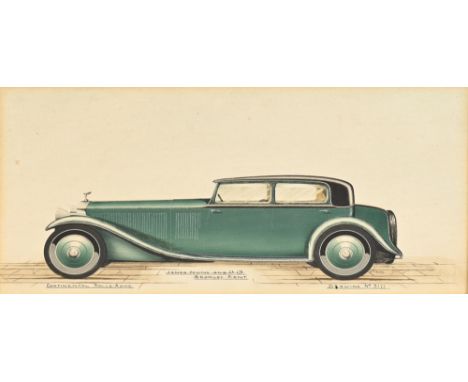 Automobilia. John Posford Tilbury (1908-1983) - Design for a Continental Rolls Royce for James Young & Co, Bromley; Design fo