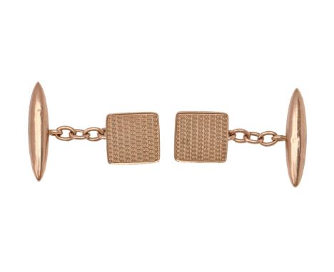 A pair of 9ct gold cufflinks, engine turned, 13 x 13mm, Birmingham 1927, 5.3g  Good condition