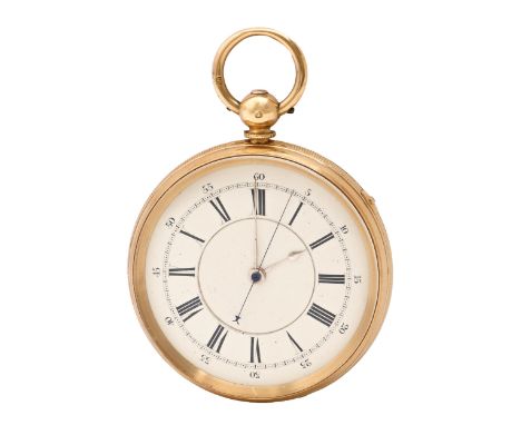 An English 18ct gold chronograph, John Maule, Sutton No 1868, with three-quarter plate gilt finished movement, enamel dial, m