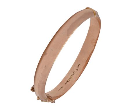 A 9ct gold bangle, 58mm internal, Chester 1910, 9g  Dented