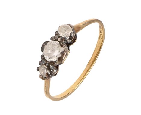 A paste ring, in gold, marked 18ct, 2.1g, size N  Hoop worn, face scratched/worn