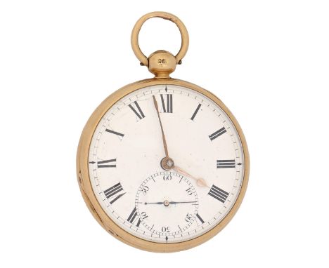 A George IV 18ct gold lever watch, James McCabe, London,&nbsp; No 3347,&nbsp; with enamel dial and giltmetal hands, the finel