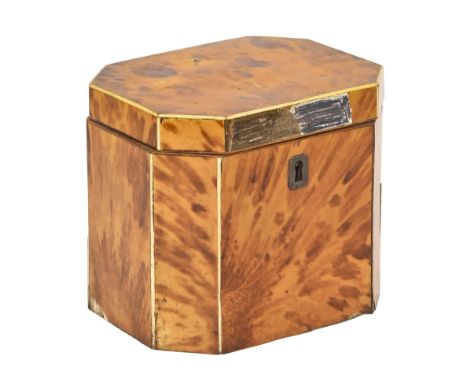 A George III tortoiseshell caddy,&nbsp;10cm h  Faults, with loss; requires restoration