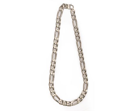 A silver flat curb necklace, 59cm l, marked 925, 4oz 10dwt  Light wear scratches
