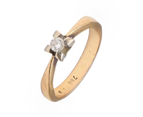 A diamond ring, in gold, marked 750, 4.6g, size M  Good condition