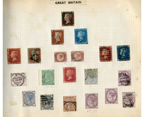A collection of world stamps in albums and stock books with Great Britain 1840 1d black used, 1d reds, British Commonwealth u