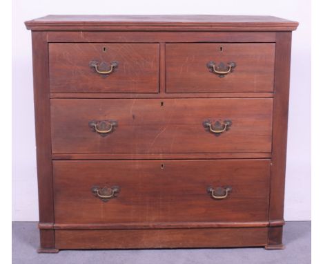 An early 20th century stained beech chestTwo short over two long drawers, 91cm wide; 83cm high