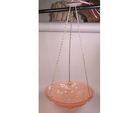 A French 20th century moulded glass ceiling lightSigned Degus, 35cm diameter; 60 cm high