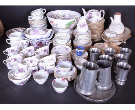 Ceramics including; a Hammersley &amp; Co part tea service (qty)With purple floral decoration another part tea service by ham