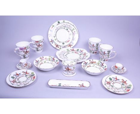 ‘Crown Staffordshire’ part tea serviceDecorated with a hunting scene pattern