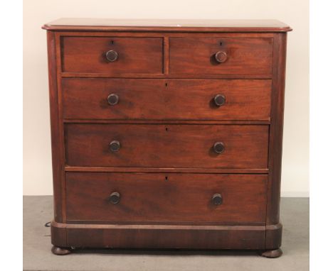 A Victorian mahogany chestWith two short and three long drawers, 117cm wide; 114cm high