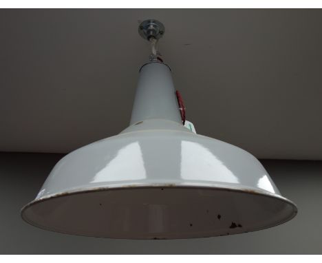 Industrial Benjamin type grey enamel centre light fitting, D48cm Condition Report Click here for further images, condition, a