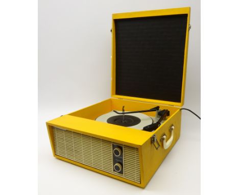 Vintage Westminster Solid State portable record player, in leather effect yellow case   Condition Report Click here for furth