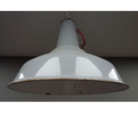 Industrial Benjamin type grey enamel centre light fitting, D48cm Condition Report Click here for further images, condition, a