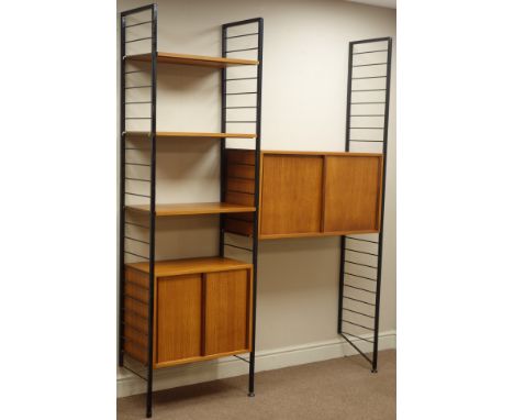 Ladderax black ladder two sectional bookcase system with two cupboards and shelves, W155cm, H201cm, D36cm Condition Report Cl