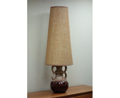 West German studio pottery lava lamp base with tall shade, H116cm Condition Report Click here for further images, condition, 