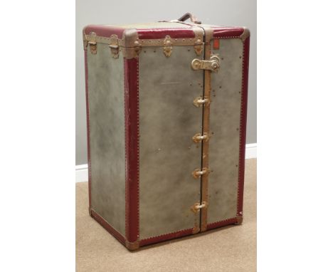 Crouch & Fitzgerald of New York steamer trunk, fitted interior with hanging space and drawers W72cm, H110cm, D57cm   Conditio