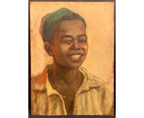 J Rénny T*nvil (North African School; first-half, 20th century)Portrait of a Boy, head-and-shoulders lengthsigned, inscribed 