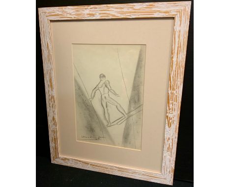 Dame Laura Knight (1877-1970)  DBE, RA, RWS, Trapeze Artist, signed, pencil sketch, 29cm x 19.5cm(Provenance - catalogue, and