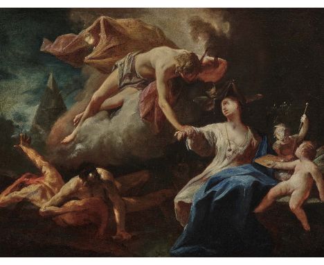 Josef Ignaz Mildorfer1719 Innsbruck - 1775 WienApollo und MelpomeneAuf einer Wolkenbank nähert sich der Gott der Künste der M