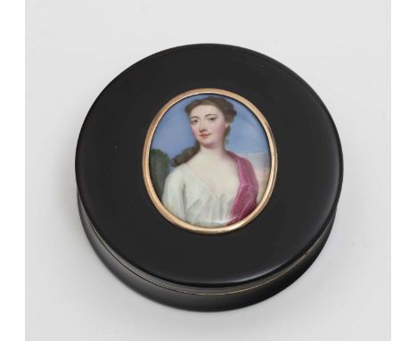 Dose mit Emailminiatur vermutlich mit dem Bildnis von Cathrine EdwinLondon, um 1720, Christian Friedrich Zincke zugeschrieben