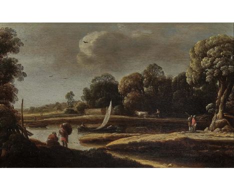Gottfried (Goffredo) Walsum 1600 Köln - 1638 o. 1640 KalabrienUferlandschaft mit Fischerboot und bäuerlicher FigurenstaffageÖ